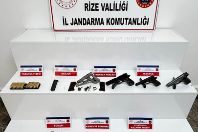 Rize’de 21 ruhsatsız tabanca ele geçirildi