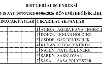 BIST Geri Alım Endeksi dönemsel değişiklikleri