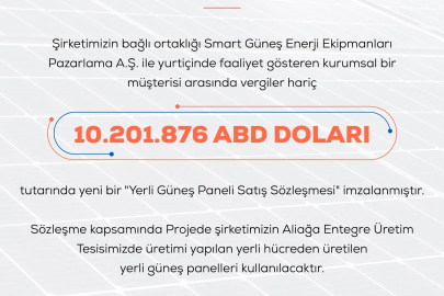 Smart Güneş Teknolojileri'nden 10,2 Milyon Dolarlık Yerli Panel Satışı