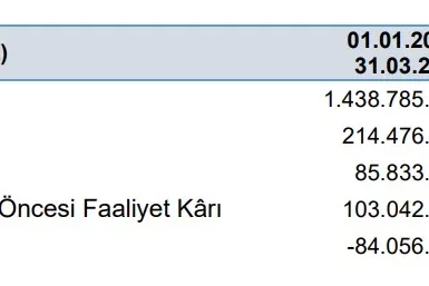 Birleşim Mühendislik'in 3 aylık finansalları